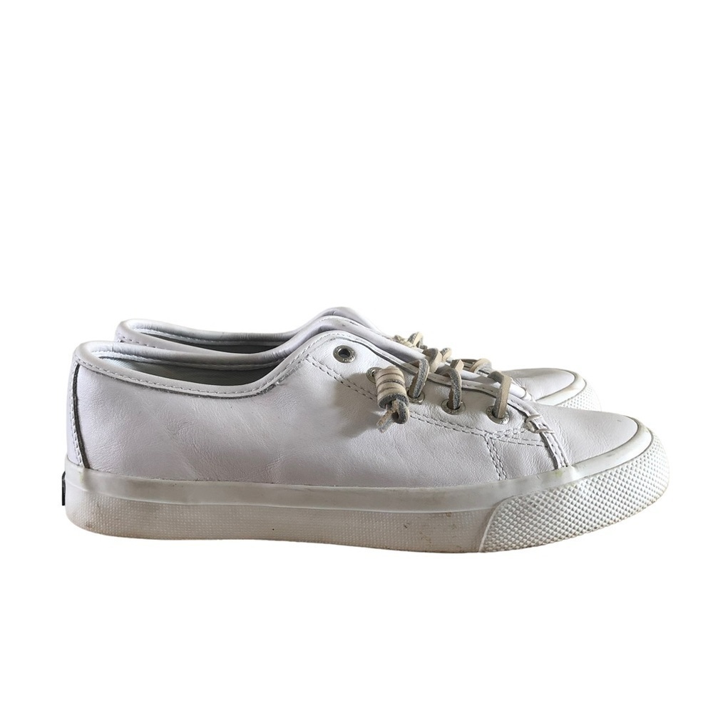 Sperry Seacoast White Leather Slip On Boat Shoes 6
